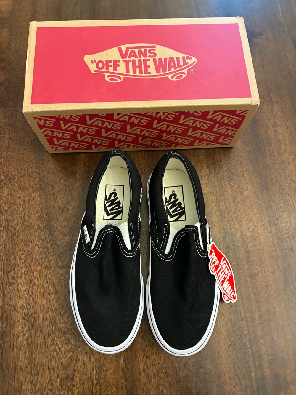Vans Classic Slip-On Black White Shoes Sneakers Women’s 5.5 New NIB